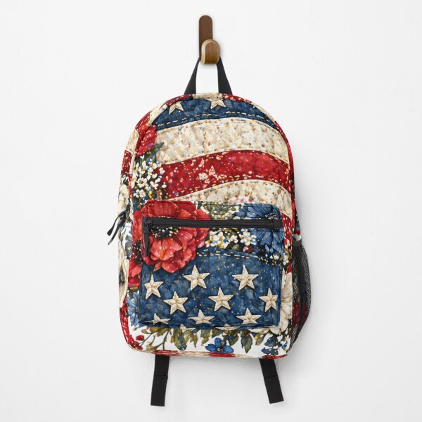 Item preview, Americana Quilt Floral American Flag Patchwork Art designed and sold by LiveLearnCreate.