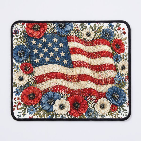 Item preview, Americana Quilt Floral American Flag Patchwork Art designed and sold by LiveLearnCreate.