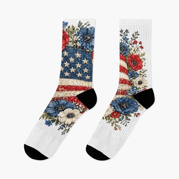 Item preview, Americana Quilt Floral American Flag Patchwork Art designed and sold by LiveLearnCreate.