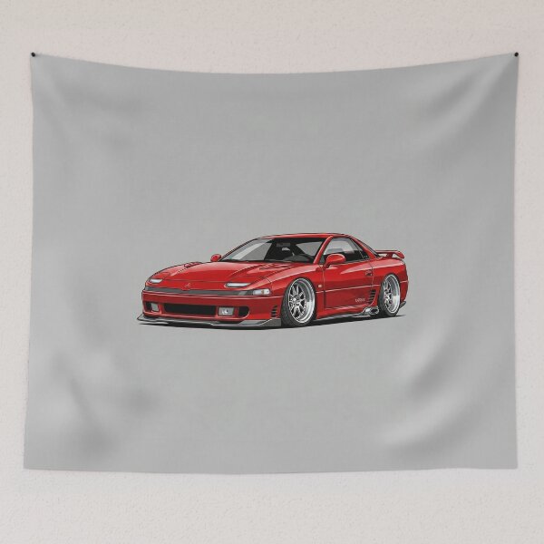 Item preview, Mitsubishi 3000GT VR4 Red JDM Twin Turbo Custom Stance Car Illustration Art designed and sold by Motorline44.