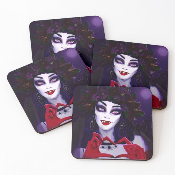 Item preview, Gothic Vampire Bride Dark Floral Halloween Art Print designed and sold by ArtbyLanaN.