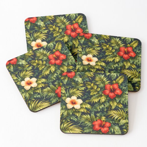 Item preview, Tropical Hibiscus Paradise Pattern | Hawaiian Floral Botanical Design designed and sold by Vexora Prints.