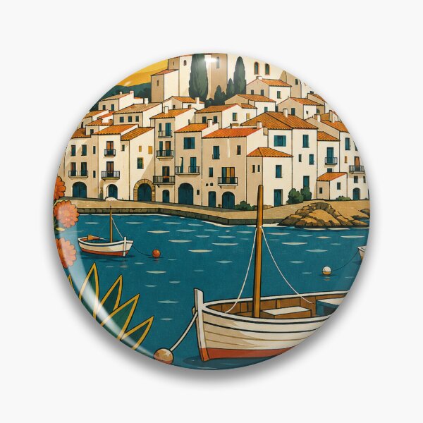 Artikelvorschau, Reiseandenken aus Cadaqués, Spanien – Retro-Illustration entworfen und verkauft von VisualArtsOasis.