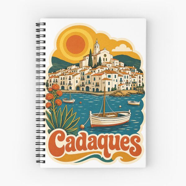 Item preview, Cadaques Spain Travel Souvenir - Retro Illustration designed and sold by VisualArtsOasis.