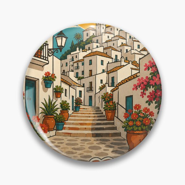 Item preview, Frigiliana Spain Travel Souvenir - Retro Illustration designed and sold by VisualArtsOasis.