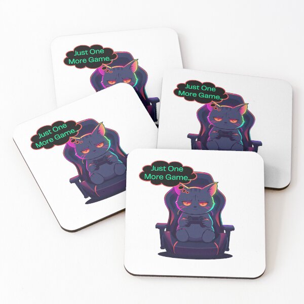 Item preview, Just One More Game Exhausted RGB Gaming Cat designed and sold by SOOOMINO.