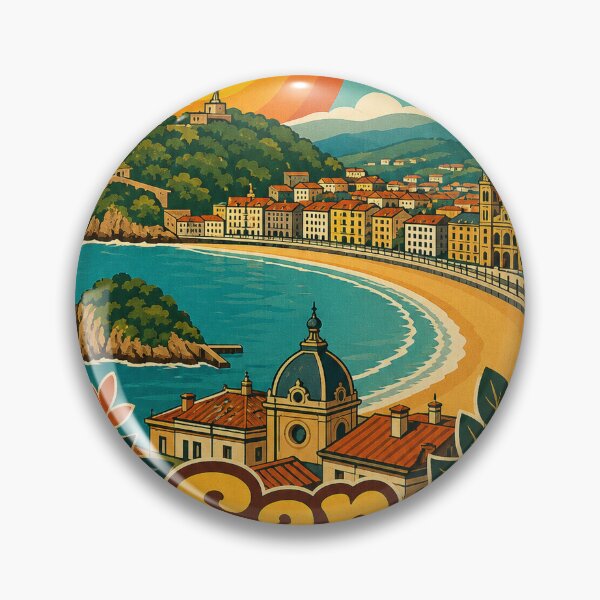Item preview, San Sebastian Spain Travel Souvenir - Retro Illustration designed and sold by VisualArtsOasis.