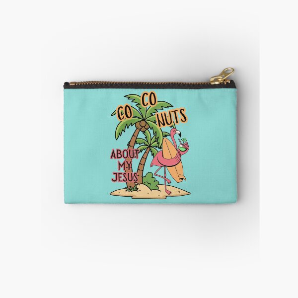 Item preview, Coconuts About My Jesus Flamingo Surfer Tropical Summer Palm Tree and Surf Board  designed and sold by Forevermore.