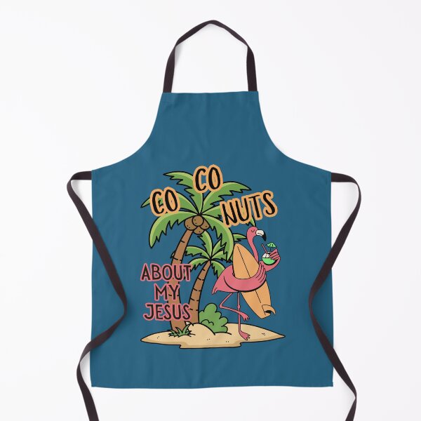 Item preview, Coconuts About My Jesus Flamingo Surfer Tropical Summer Palm Tree and Surf Board designed and sold by Forevermore.