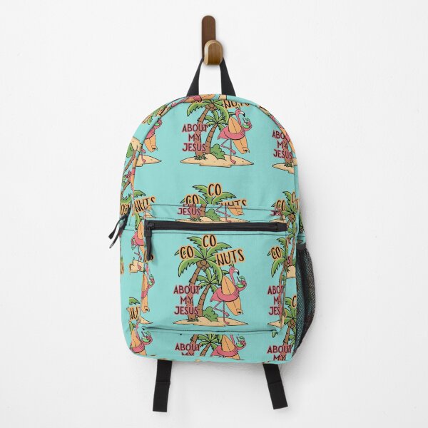 Item preview, Coconuts About My Jesus Flamingo Surfer Tropical Summer Palm Tree and Surf Board designed and sold by Forevermore.