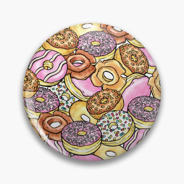 Item preview, Watercolor Donut Pattern, Colorful Hand-Drawn Dessert Bakery Collage designed and sold by HappyHannahArt.