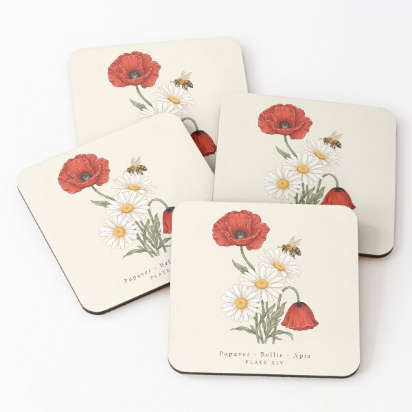 Item preview, Botanical Wildflowers Poppy and Daisy Illustration designed and sold by NuvoraNest.