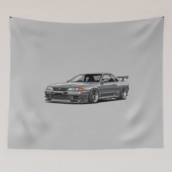 Item preview, Nissan Skyline R32 GT-R Gun Grey JDM Custom Stance Car Illustration Art designed and sold by Motorline44.