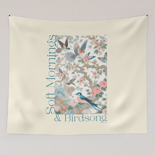 Item preview, Soft Mornings & Birdsong Cottagecore Birds Floral Vintage Nature Design designed and sold by Sachie's Studio.