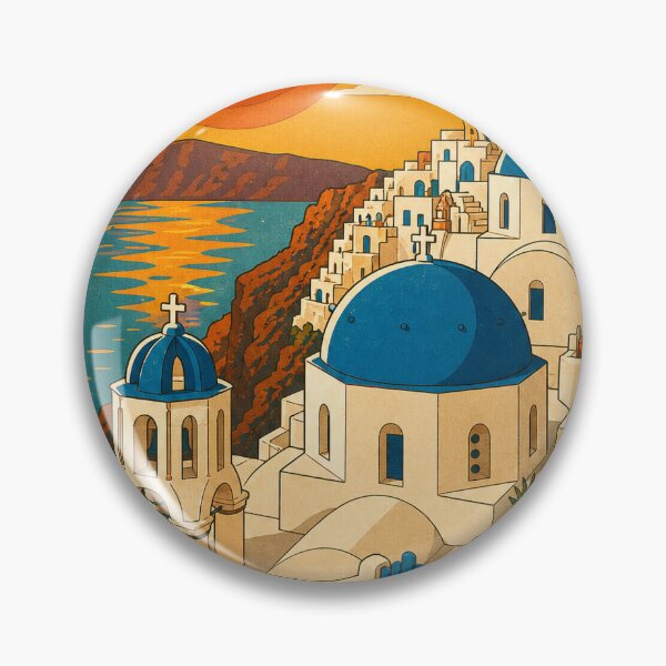 Item preview, Oia Greece Travel Souvenir - Retro Illustration designed and sold by VisualArtsOasis.