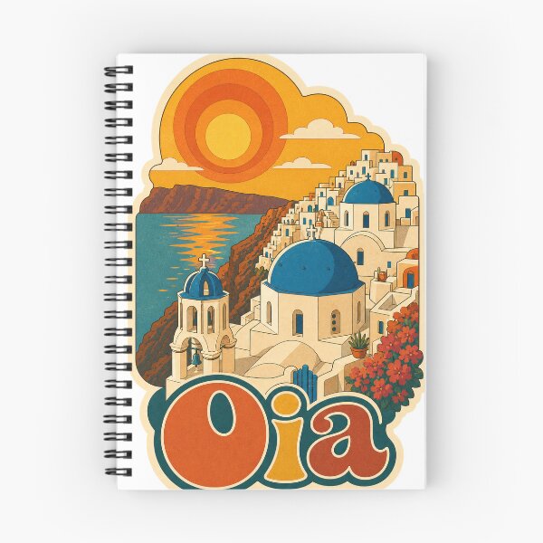 Item preview, Oia Greece Travel Souvenir - Retro Illustration designed and sold by VisualArtsOasis.