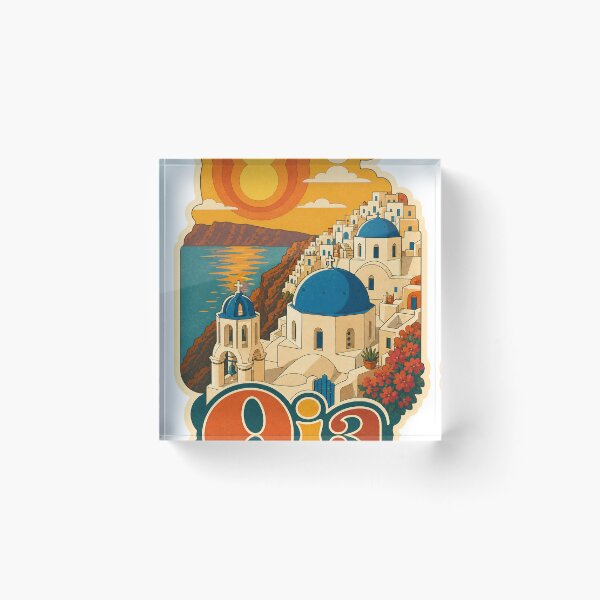 Item preview, Oia Greece Travel Souvenir - Retro Illustration designed and sold by VisualArtsOasis.