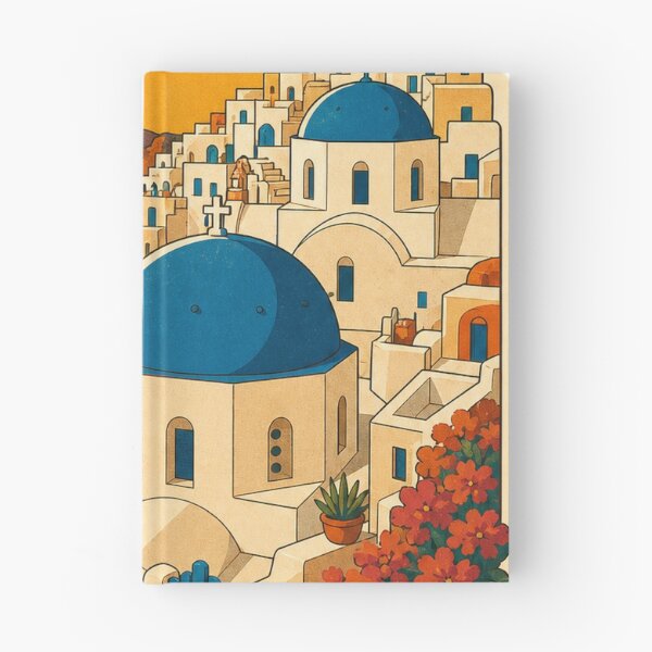 Item preview, Oia Greece Travel Souvenir - Retro Illustration designed and sold by VisualArtsOasis.