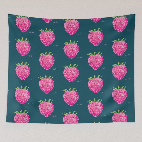 Item preview, PINK STRAWBERRY | Dark Teal Pop Art | Sweet Fruit Design by Lana Swan designed and sold by BlueberrySwan.