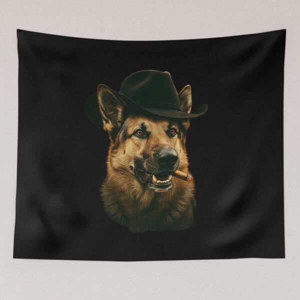 Item preview, German Shepherd Western Graphic Cowboy Dog Smoking designed and sold by Dabbing Turtle Designs.
