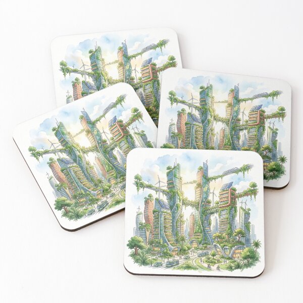 Item preview, Solarpunk Vertical City Garden - Futuristic Green Cityscape designed and sold by VibeSource.