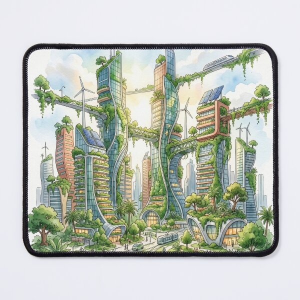 Item preview, Solarpunk Vertical City Garden - Futuristic Green Cityscape designed and sold by VibeSource.