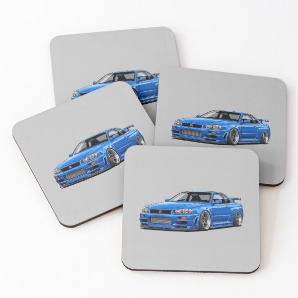 Item preview, Nissan Skyline R34 GT-R Blue JDM Custom Stance Car Illustration Art designed and sold by Motorline44.