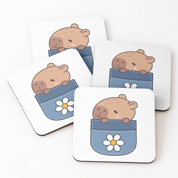 Item preview, Cute Kawaii Capybara in a Flower Pocket designed and sold by debbiebento.