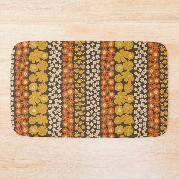 Item preview, Floral Stripe in Retro 1970s Yellow/Orange/Brown designed and sold by somecallmebeth.