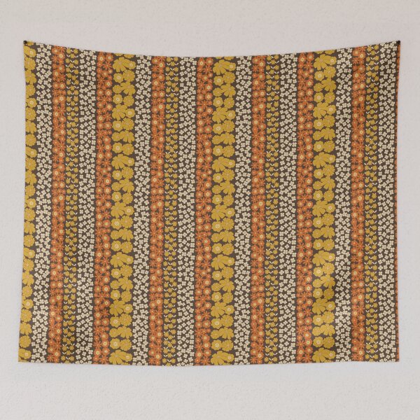 Item preview, Floral Stripe in Retro 1970s Yellow/Orange/Brown designed and sold by somecallmebeth.