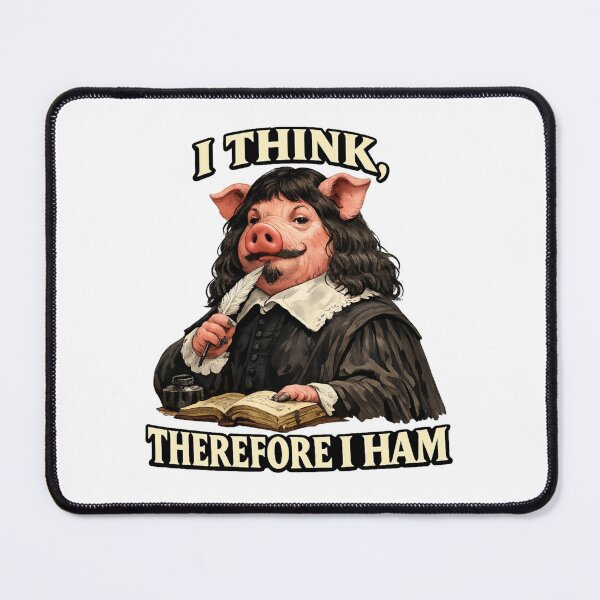 Item preview, Descartes Inspired Pig Pun Cartoon Design – “I Think Therefore I Ham” Pun on "I Think, Therefore I Am" - Philosopher Animal Art designed and sold by Donsean22.