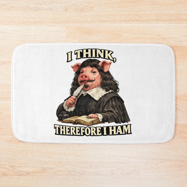 Item preview, Descartes Inspired Pig Pun Cartoon Design – “I Think Therefore I Ham” Pun on "I Think, Therefore I Am" - Philosopher Animal Art designed and sold by Donsean22.