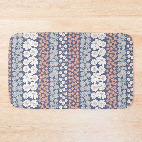 Item preview, Floral Stripe in Peach and Blue designed and sold by somecallmebeth.