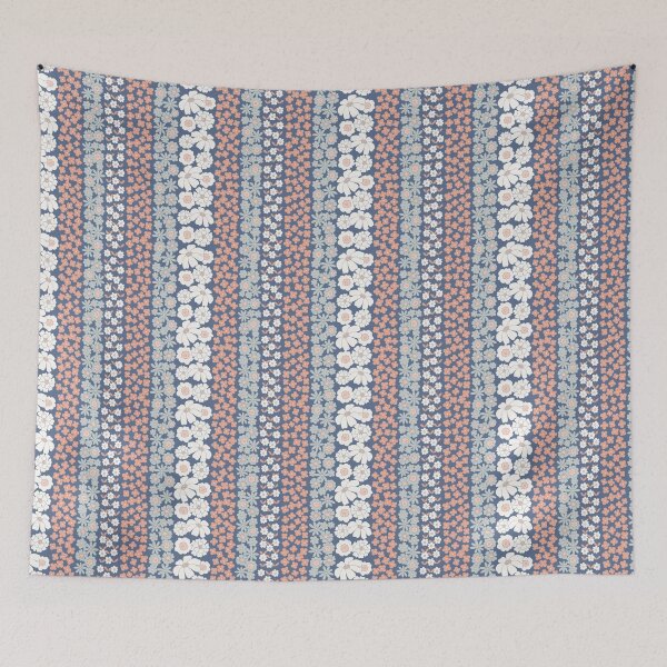 Item preview, Floral Stripe in Peach and Blue designed and sold by somecallmebeth.