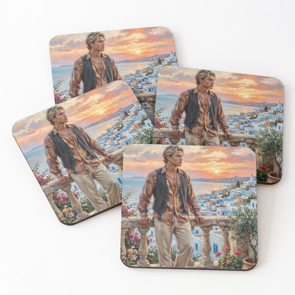 Item preview, MEDITERRANEAN SUNSET IN GREECE YOUNG MAN IMPRESSIONIST STYLE OIL PAINTING designed and sold by Curiosiart.