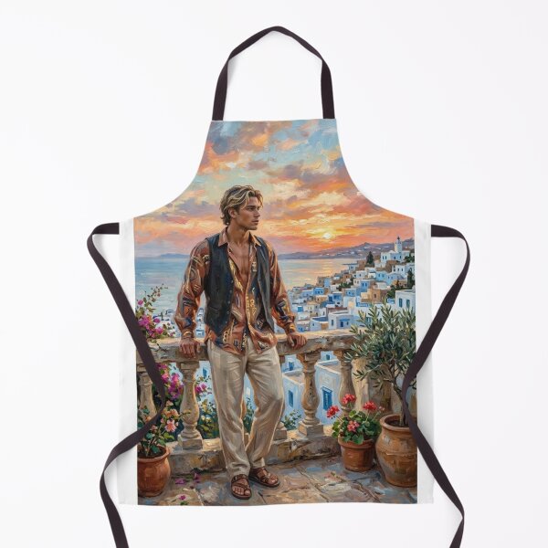 Item preview, MEDITERRANEAN SUNSET IN GREECE YOUNG MAN IMPRESSIONIST STYLE OIL PAINTING designed and sold by Curiosiart.