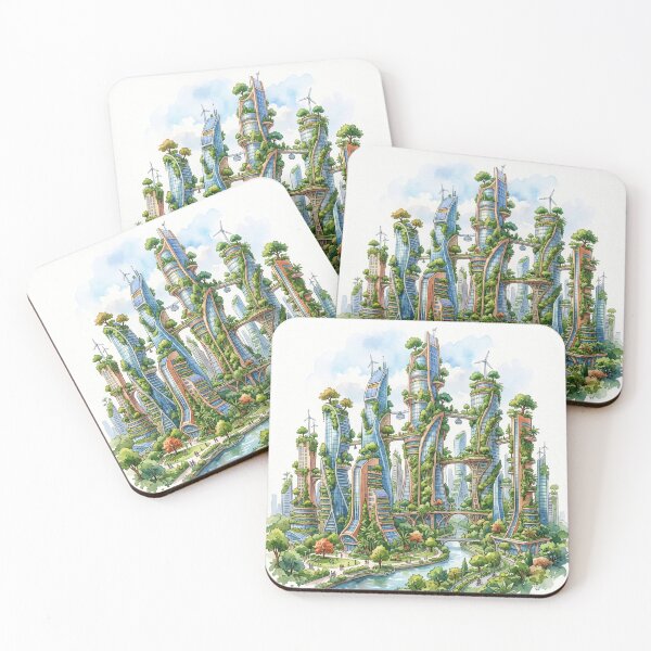 Item preview, Solarpunk Vertical City Garden - Futuristic Green Cityscape designed and sold by VibeSource.