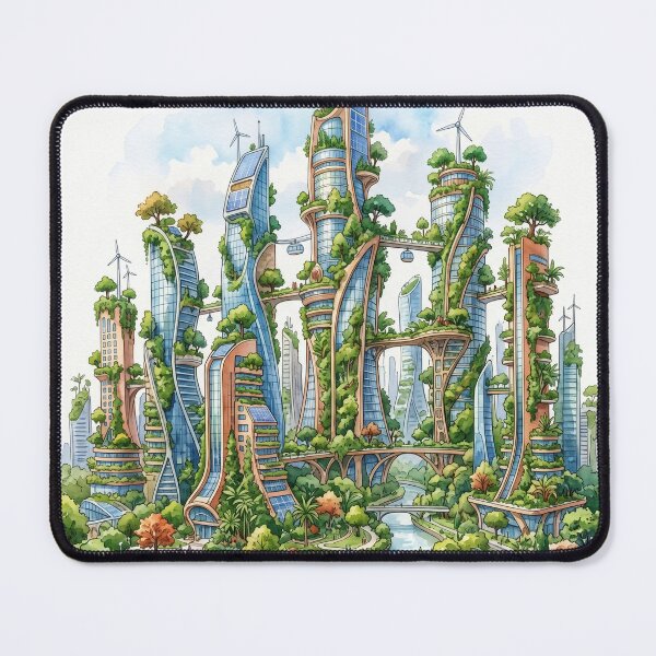 Item preview, Solarpunk Vertical City Garden - Futuristic Green Cityscape designed and sold by VibeSource.