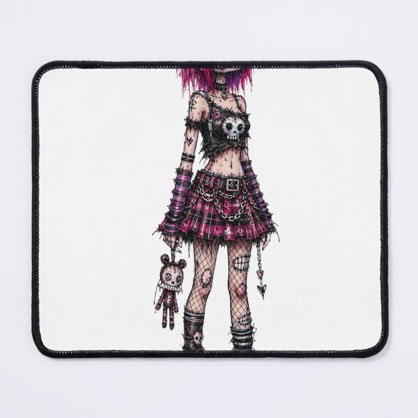 Item preview, Pink Stitched Punk Girl & Her Skull Bear designed and sold by kitastylish.