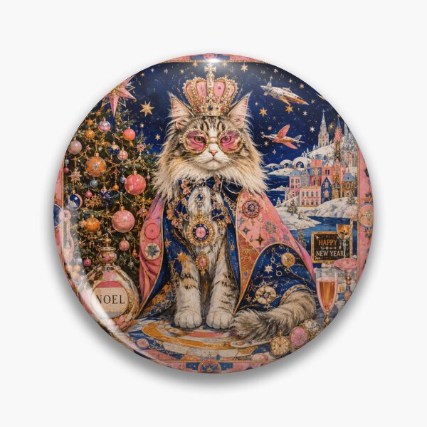 Item preview, The Cosmic Cat King - Happy Holidays! Royal Christmas, Golden Crown, Magical Greeting Card designed and sold by Natalia-Vlad.