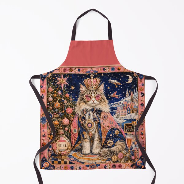 Item preview, The Cosmic Cat King - Happy Holidays! Royal Christmas, Golden Crown, Magical Greeting Card designed and sold by Natalia-Vlad.