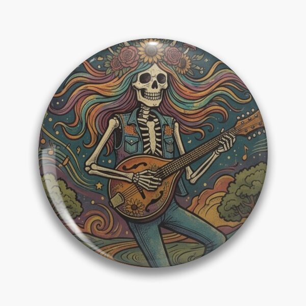 Item preview, Keepin On The Golden Road Retro Psychedelic Skeleton designed and sold by Tidal Ryse.