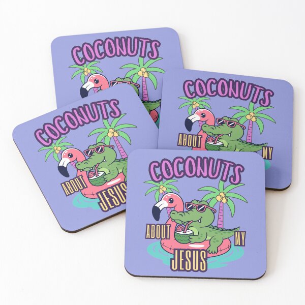 Item preview, Coconuts About My Jesus Alligator Palm Tree and Flamingo Tropical Summer  designed and sold by Forevermore.