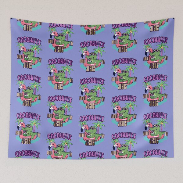 Item preview, Coconuts About My Jesus Alligator Palm Tree and Flamingo Tropical Summer  designed and sold by Forevermore.