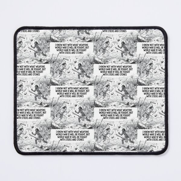 Item preview, Einstein Inspired War Quote Poster – Apocalyptic World War III and World War IV Sticks and Stones Typography Doodle Design designed and sold by Donsean22.