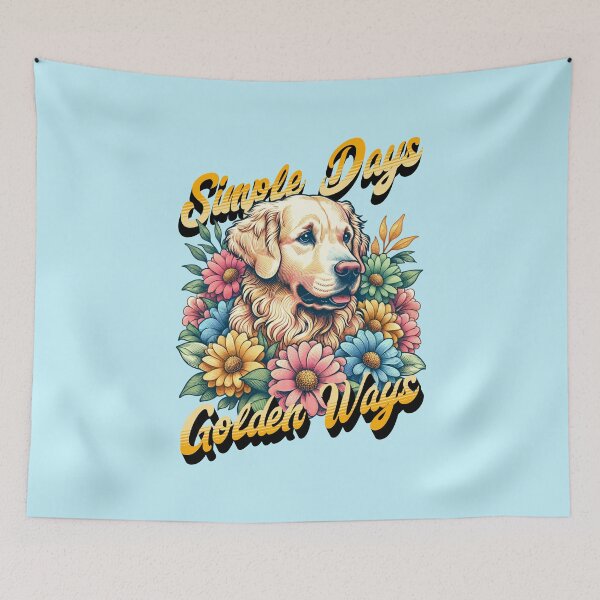 Item preview, Simple Days Golden Ways Golden Retriever Floral Retro Cottagecore Design designed and sold by Sachie's Studio.