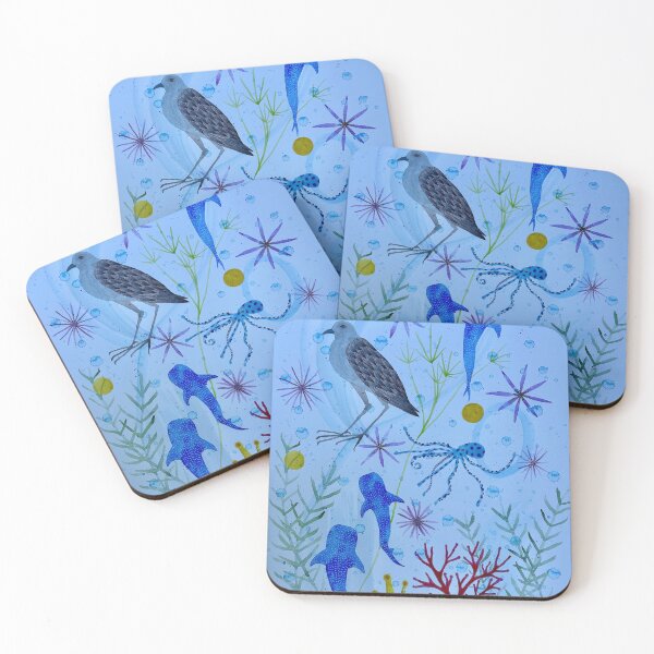 Item preview, Watercolor painting bird & whale sharks  designed and sold by KakiDimock.