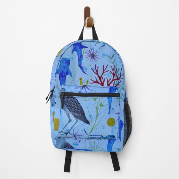 Item preview, Watercolor painting bird & whale sharks designed and sold by KakiDimock.
