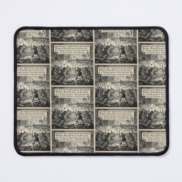 Item preview, Einstein Inspired War Quote Poster – Apocalyptic World War III and World War IV Sticks and Stones Typography Design designed and sold by Donsean22.