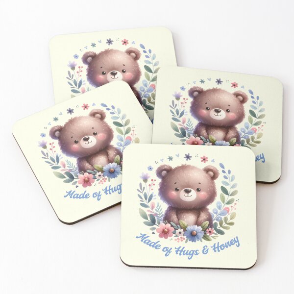 Item preview, Made of Hugs & Honey Cute Teddy Bear Floral Cottagecore Kawaii Design designed and sold by Sachie's Studio.
